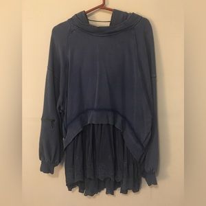 Free People Blue Street Sweets Hooded Tunic Sweatshirt